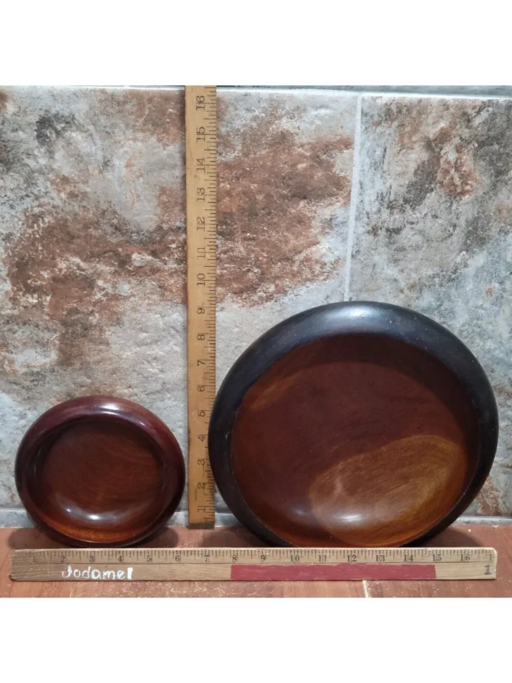 7 Piece Mahogany Wooden Salad Serving Bowl Set